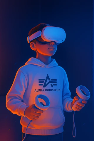 Gracz korzystający ze stanowiska VR Active w centrum Krakowa